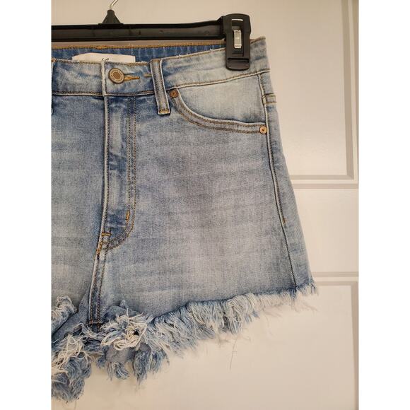 Women's KanCan High Rise Cutoff Lightwash Denim Jean Shorts | Size Small - Picture 4 of 9